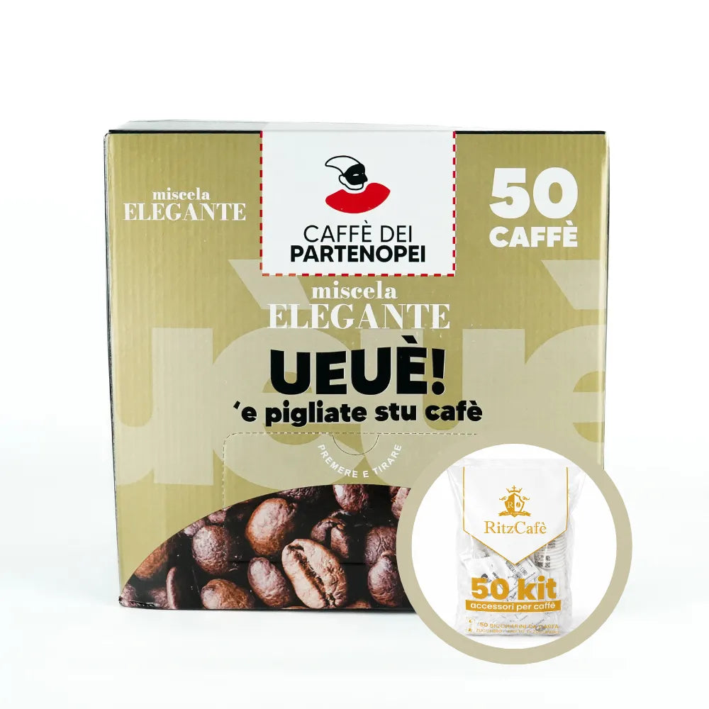 Cialde Miscela Elegante- Box da 50 pz + KIT Accessori