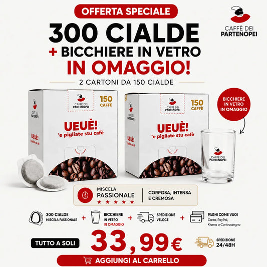 300 Cialde Miscela PASSIONALE + Bicchiere in Omaggio